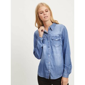 Blue denim long sleeve shirt VILA Bista - Women