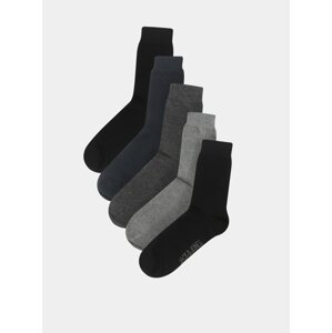 Jack & Jones Set of five pairs of men's socks in black, dark blue and grey - Men