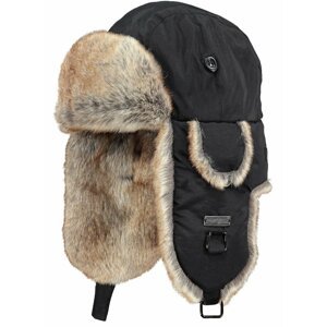 Black women's cap with artificial fur coat with barts wool admiss