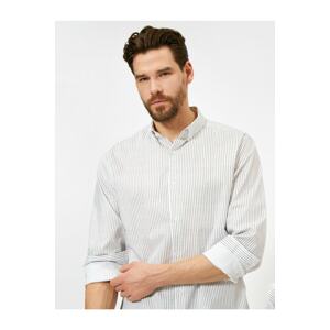 Koton Buttoned Collar Striped Slim Fit Smart Shirt