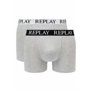 Replay Boxerky Boxer Style 01/C Basic Mandzsetta logó 2db doboz - közepes szürke mel/fehér