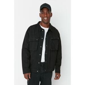 Trendyol Men's Black Trucker Denim Jeans Jacket with Big Pockets