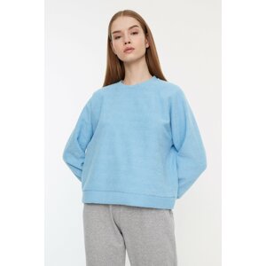 Trendyol Blue Basic Terry Knitted Sweatshirt