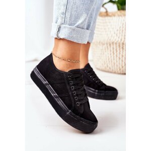 Women's Platform Sneakers Black Skateboard