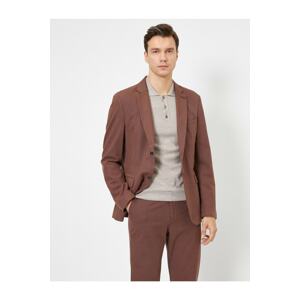 Koton Men's Brown Pocket Detailed Buttoned Blazer Jacket