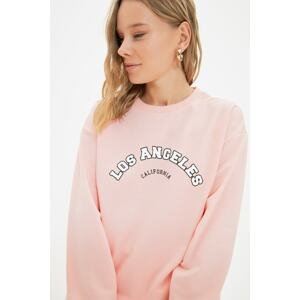 Trendyol Powder Crew Neck Printed Knitted Sweatshirt