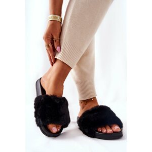 Rubber Moulded Slippers With Eco Fur Black Emmie