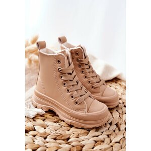 Children's leather insulated sneakers beige Bomi