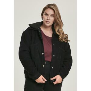 Ladies Oversized Corduroy Sherpa Jacket Black/black