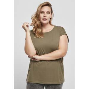 Women's Organic Olive T-Shirt with Extended Shoulder