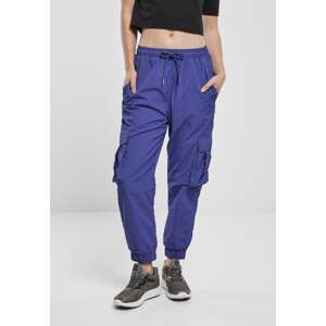 Women's Wavy Nylon High Waisted Cargo Pants Blue Purple