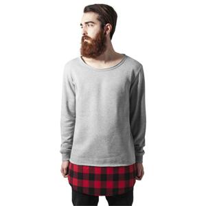 Long Flanell Bottom Open Edge Crewneck gry/blk/red