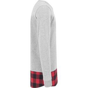 Long Flanell Bottom Open Edge Crewneck Grey/Block/Red