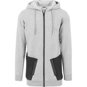 Long Peached Tech Zipper Hoody Grey/Bl