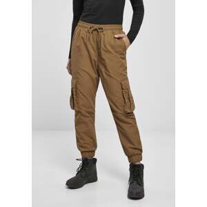 Women's Wavy Nylon Cargo Trousers with High Waist in the Middle