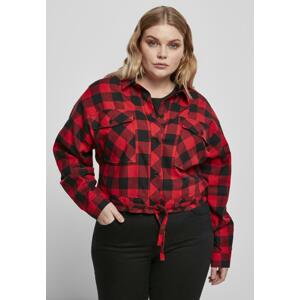 Women's short oversized shirt black/red