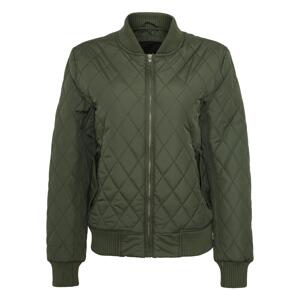 Women's Diamond Quilt Nylon Jacket Olive