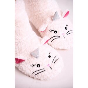 Children's padded sheepskin slippers Kitten Ecru