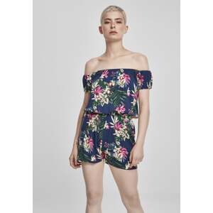 Women's Jumpsuit AOP Off Shoulder Short Blue Flower