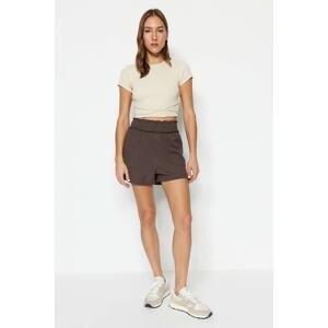 Trendyol Brown Gippe Textured Fabric Knitted Shorts & Bermuda
