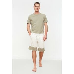 Trendyol Khaki Men's Regular Fit Paneled Pajamas Set