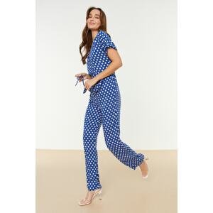 Trendyol Navy Blue Belted Polka Dot Jumpsuit