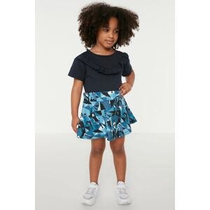 Trendyol Blue Printed Girls' Knitted Dress