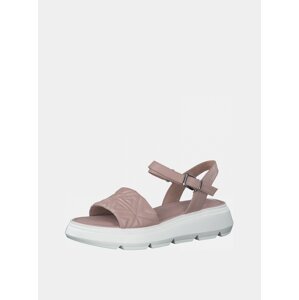 Old Pink Leather Patterned Sandals on The Tamaris Platform - Women