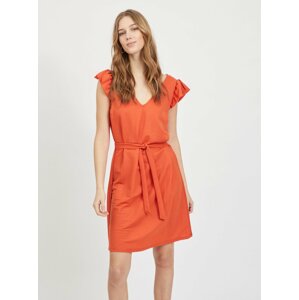 Orange dress with tie VILA Wandera - Women