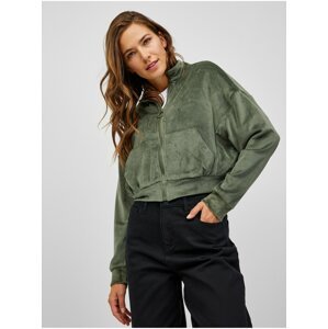 Green Womens Cropped Zipper Sweatshirt TALLY WEiJL - Women