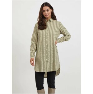 Green-Beige Striped Long Shirt VILA Domie - Women