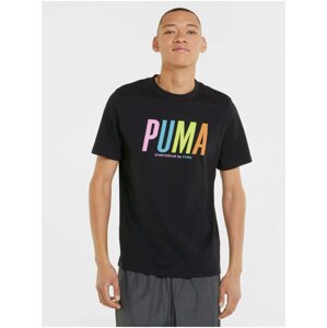 Black Men's T-Shirt with Puma Graphic Printing - Men