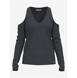 Dark Grey Women's T-Shirt with Exposed Shoulders Pepe Jeans Cora - Women