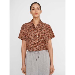 Brown patterned short shirt Noisy May Nika - Women