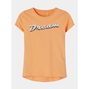 Orange girly T-shirt with print name it Vix - unisex