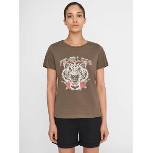 Khaki T-shirt with print Noisy May Nate - Women