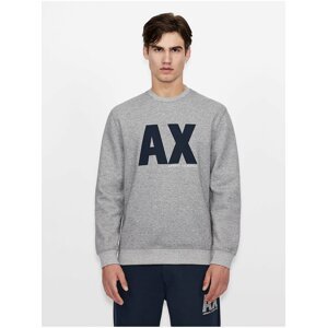 Grey Mens Sweatshirt with Armani Exchange Prints - Men