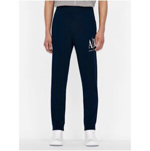 Dark Blue Men's Sweatpants with Armani Exchange Print - Men's