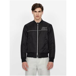 ARMANI EXCHANGE Black Men's Leatherette Bomber with Armani Exchan Finish - Men