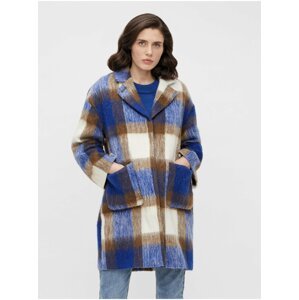 Brown-blue plaid coat with an admixture of wool . OBJECT Nina - Women