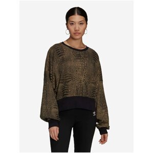 adidas Originals Black-Brown Womens Patterned Sweatshirt with Balloon Sleeves adidas Origina - Women