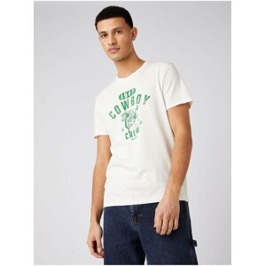 White Mens T-Shirt with Printed Wrangler - Men