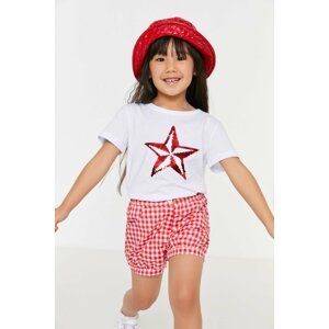 Trendyol Red Plaid Girl's Woven Shorts & Bermuda