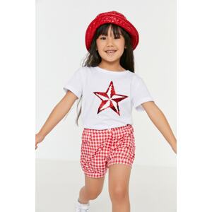 Trendyol Red Plaid Girl's Woven Shorts & Bermuda