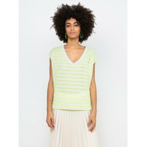 Neon Yellow Striped Loose T-Shirt CAMAIEU - Women