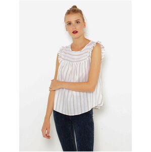 White striped blouse with frills CAMAIEU - Ladies