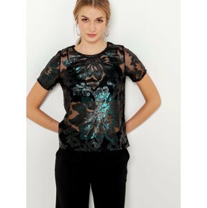 Black Flored Transparent Blouse CAMAIEU - Ladies