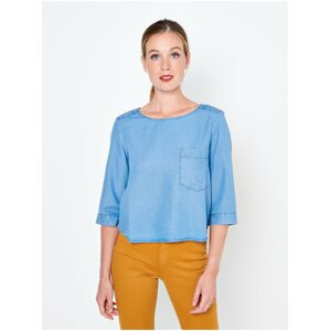 Light blue blouse with three-quarter sleeves CAMAIEU - Ladies