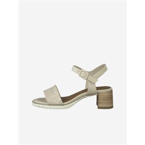 Cream Leather Heel Sandals Tamaris - Women