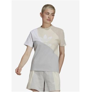 Beige-gray adidas Originals T-Shirt - Women